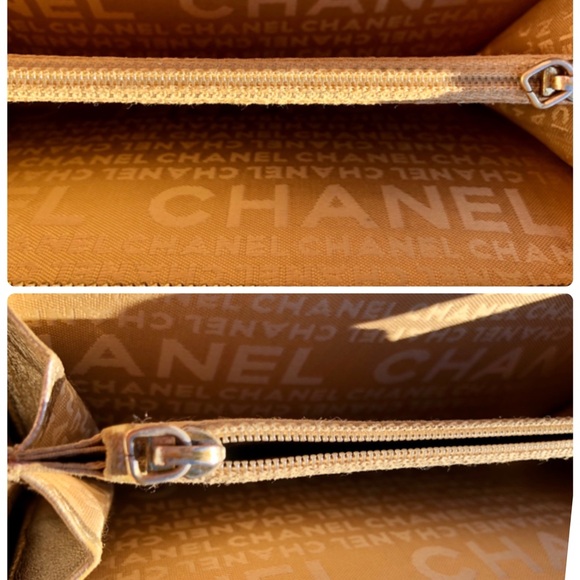 Auth Chanel dark denim zippy wallet with gold leather & CC zipper pull. - Picture 12 of 14
